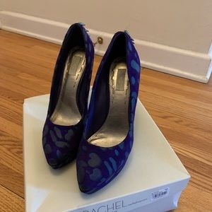 Rachel Roy Womens Pump 8 Purple Black Suede Leather Dancer Night Out 5" heel